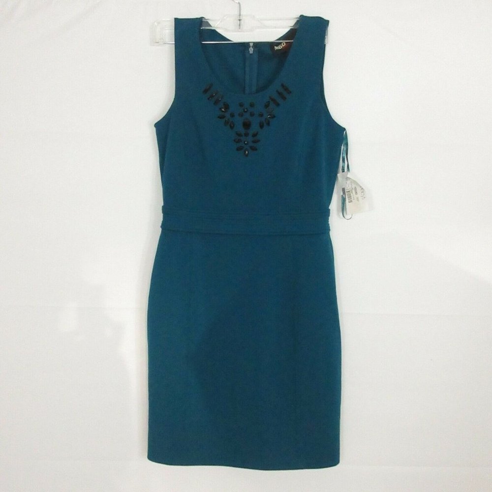 M60 Miss Sixty NEW Sleeveless Beaded Front Sheath Dress REG 8 Evening Dress sz 8